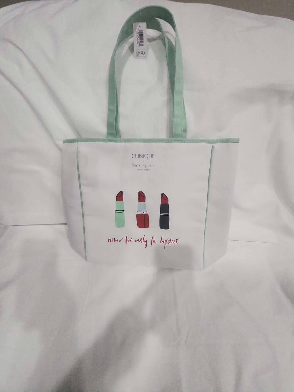 Clinique x Kate Spade New York 'Never Too Early for Lipstick' Tote Bag